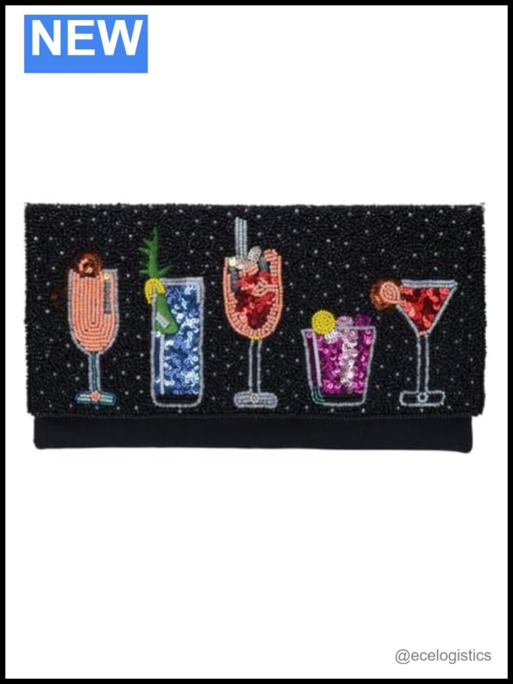 Multicolor Beaded Cocktail Crossbody Convertible Clutch with Adjustable Strap